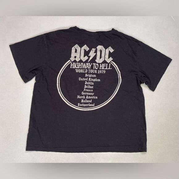 H&M ACDC Highway To Hell Live World Tour 79 Graphic T-shirt Women Medium Gray - Picture 3 of 6